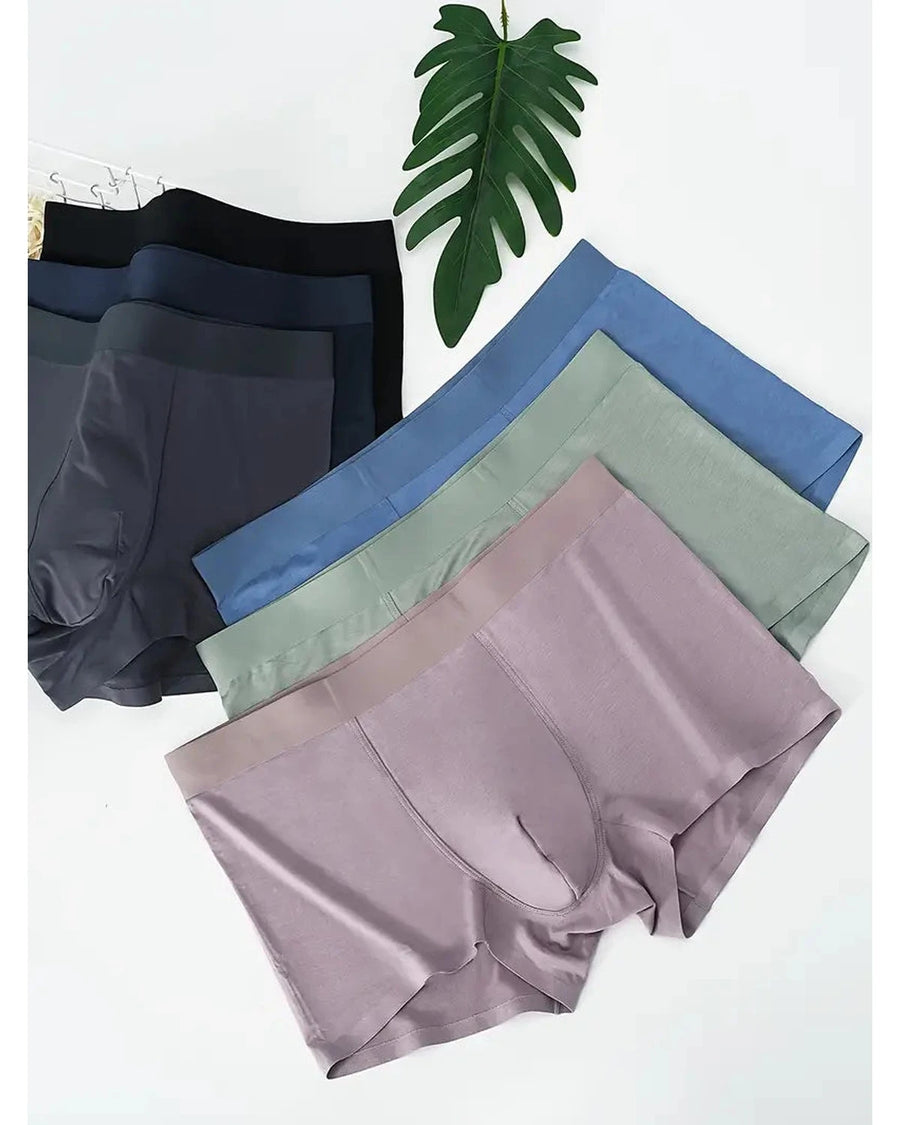 Sömlösa boxerkalsonger herr i mikrofiber – vikta boxerkalsonger, malvafärgade, gröna och blå