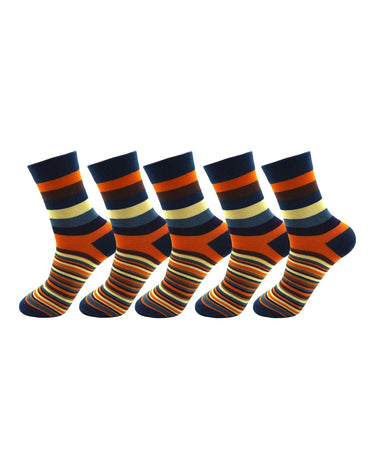 Men's Striped Combed Cotton Dress Socks – front