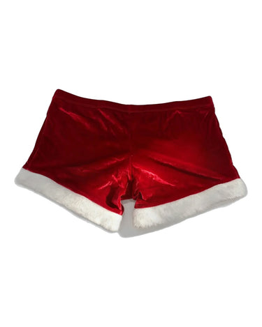 Fluwelen kerstboxershorts voor heren met strikje – achterkant