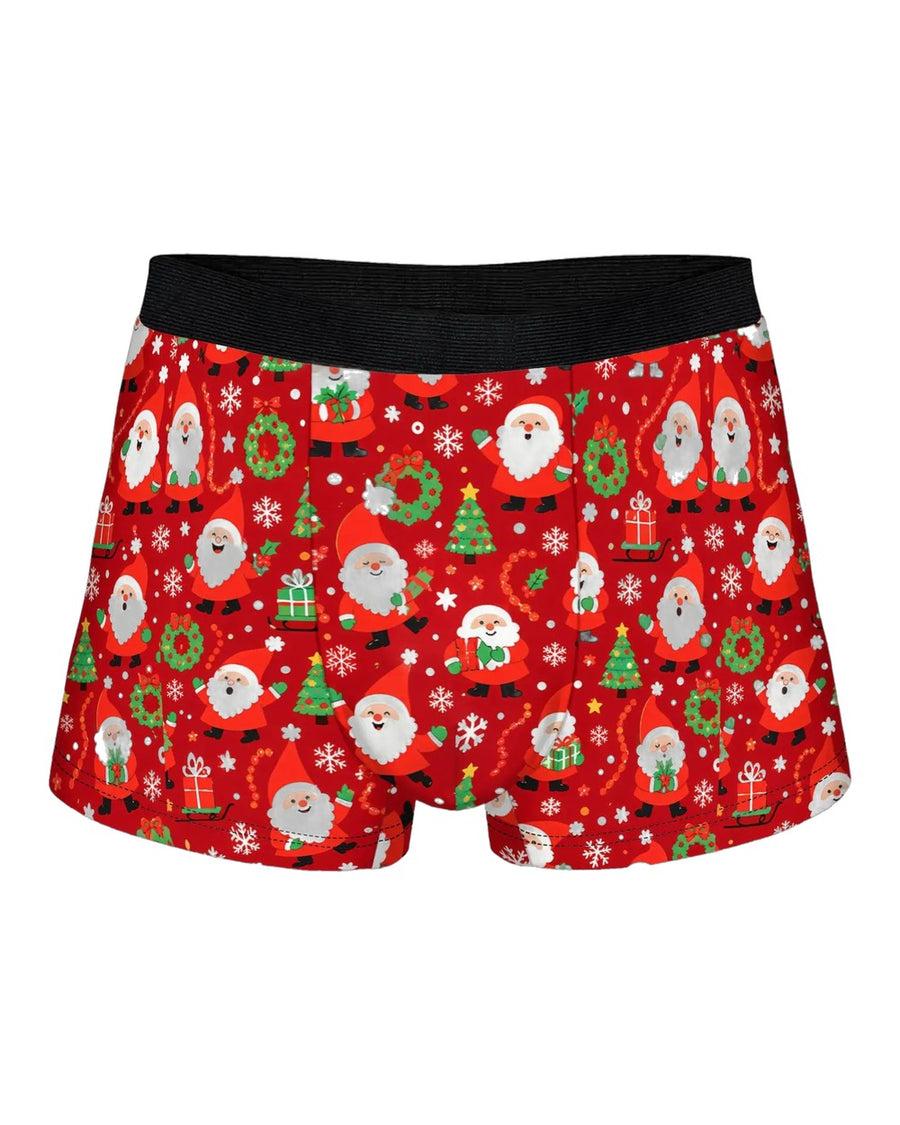 Boxer natalizi uomo rossi con Babbo Natale – davanti
