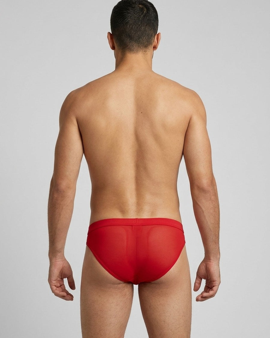 Slip uomo in nylon rossi – indossato, retro