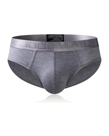 Slipuri bărbați cu talie joasă și elastic satinat – slip gri cu talie joasă, față