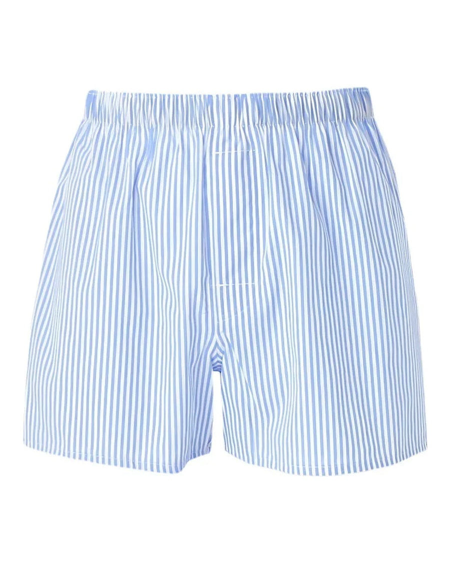 Løse herreboxershorts i bomuld med tern og striber – forside