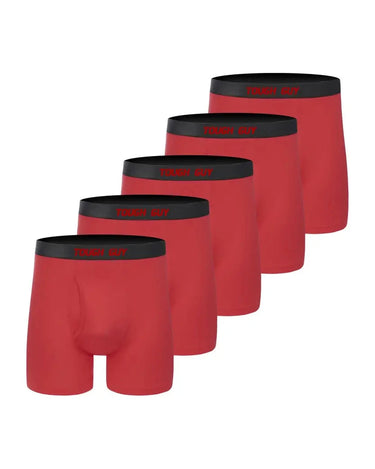 Herren Sport-Boxershorts aus Baumwolle mit Eingriff – 5 rote Boxershorts