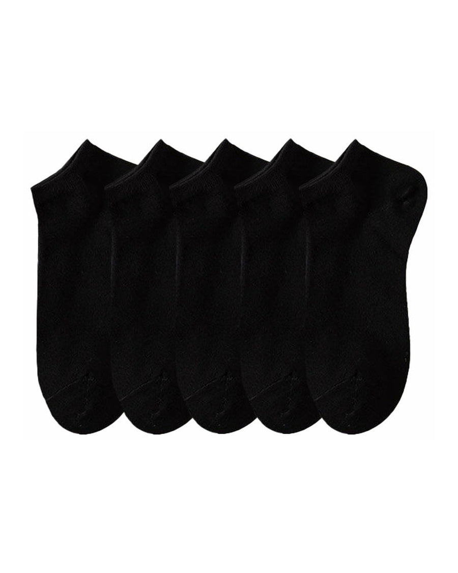 Plain Cotton Ankle Socks – 5 black pairs