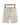 Beige linen shorts on a hanger, front view