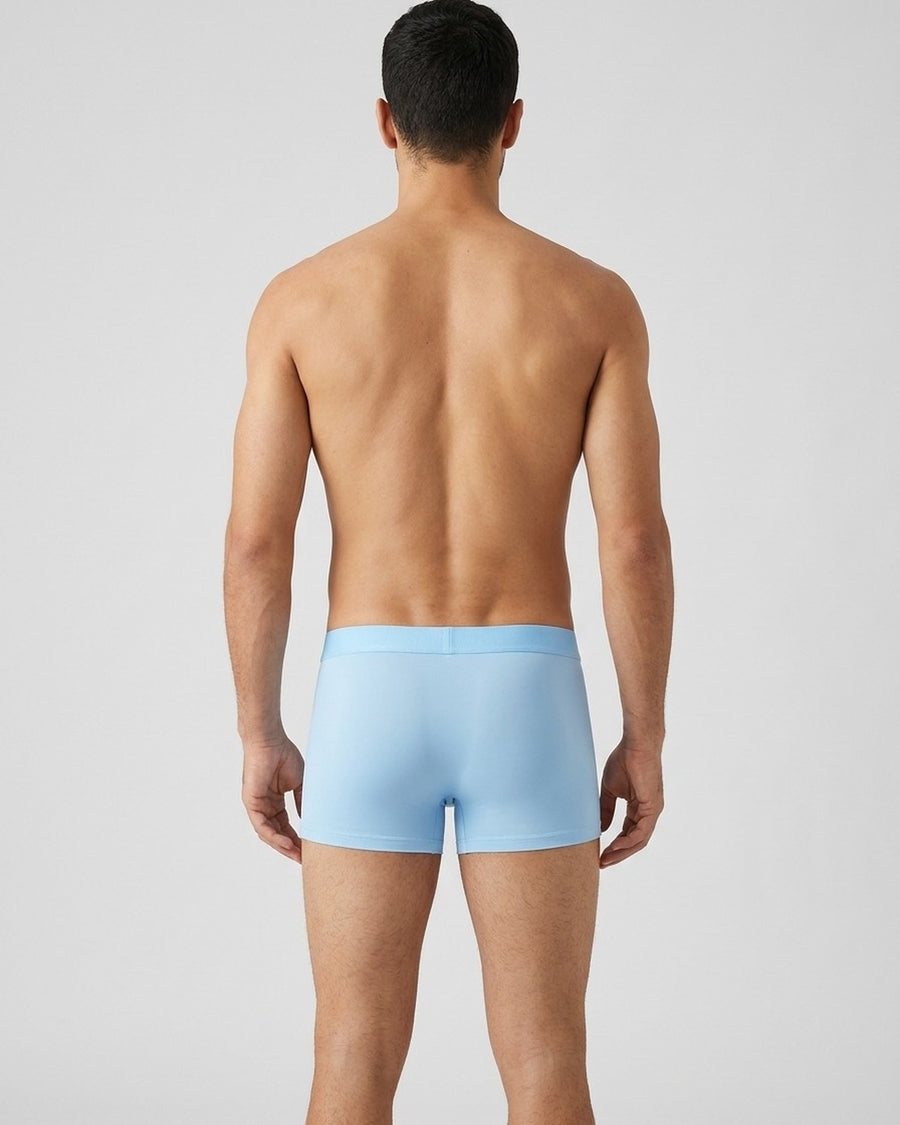 Men's Seamless Solid Colour Silky Microfibre Boxer Briefs – worn, back view