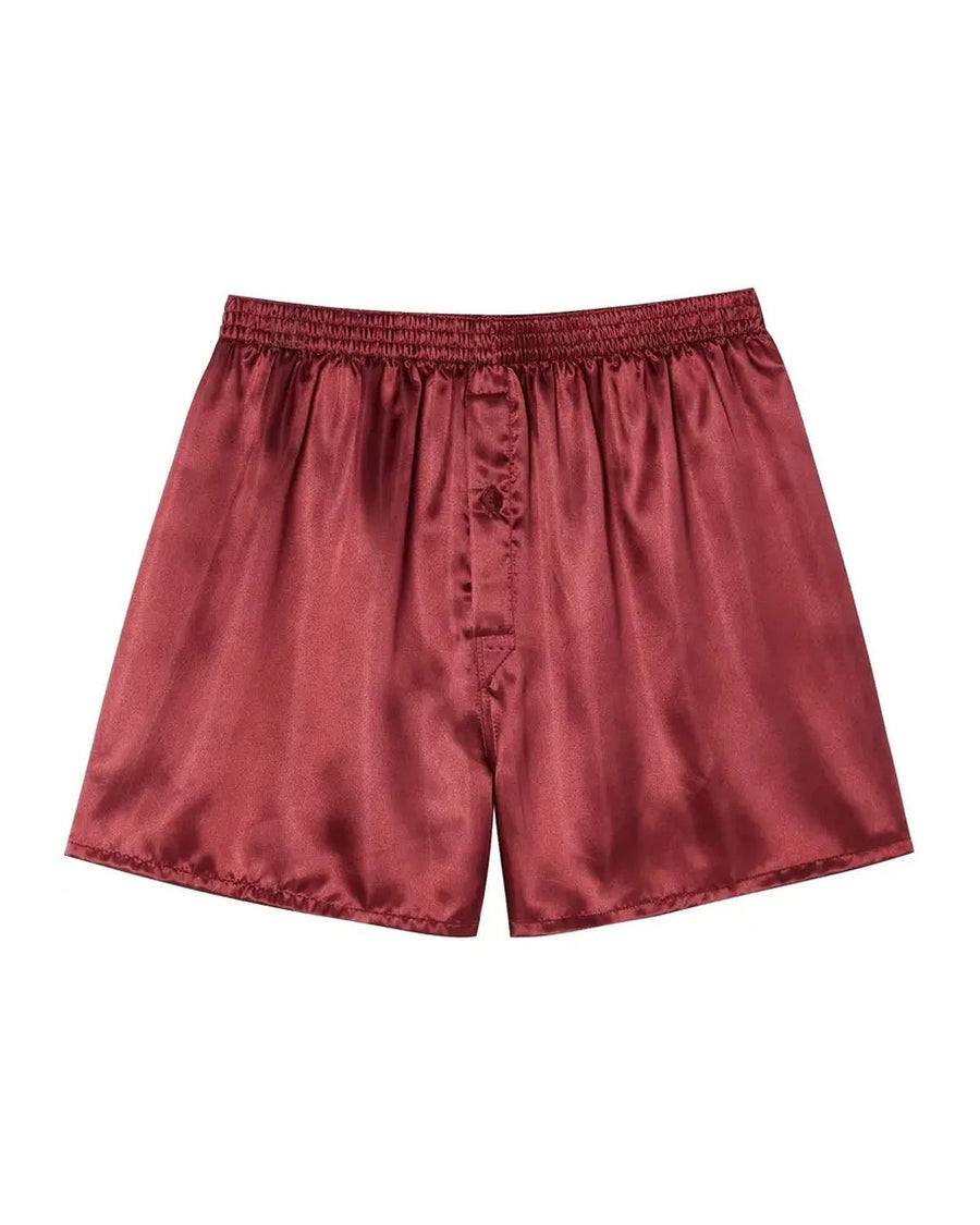 Men's Satin Boxer Shorts with Button Fly – red satin boxer, front with buttons