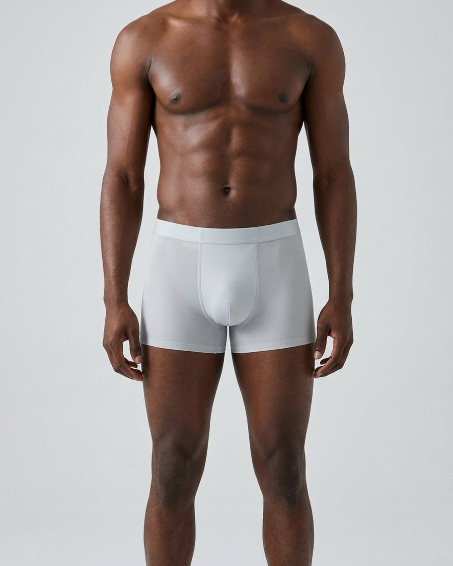 Men's Seamless Silky Microfibre Boxer Briefs – worn, front view