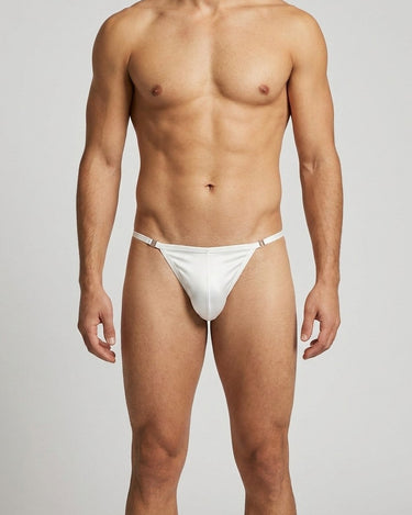 Tanga uomo in raso a vita bassa – indossato, davanti
