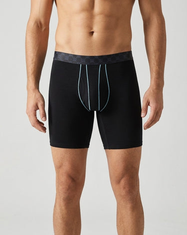 Boxer lunghi uomo in bambù con tasca – indossato, davanti
