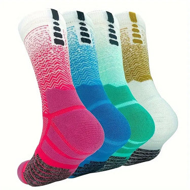 Set 4 Paia Calzini Sportivi a Compressione - Imbottiti e Traspiranti