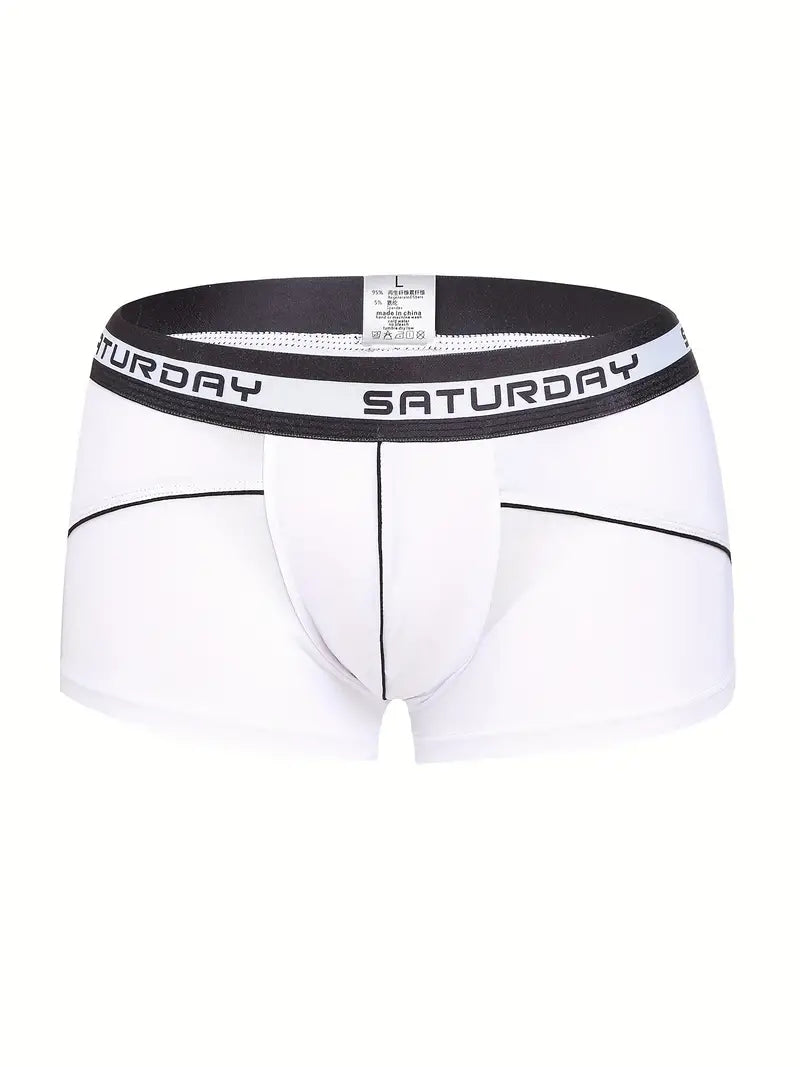 Boxer uomo in fibra di bambù con i giorni della settimana – boxer bianco, elastico Saturday