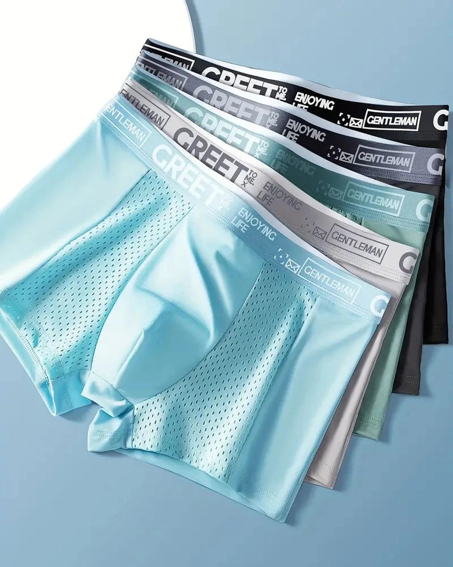 Men's Breathable Mesh Boxer Briefs – light blue boxer with the others underneath