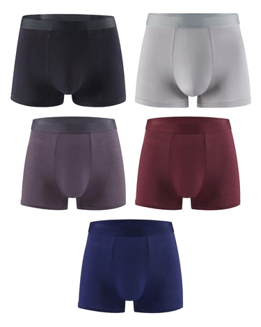 Boxers de homem em bambu elástico respirável – pack de 5 peças, 1x preto + 1x cinzento-claro + 1x antracite + 1x bordeaux + 1x azul-marinho