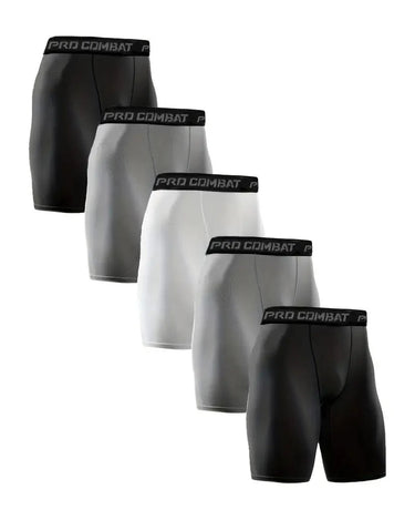 Sportsboxershorts til mænd med langt ben i stretch – pakke med 5: 2 sorte, 2 grå, 1 hvid