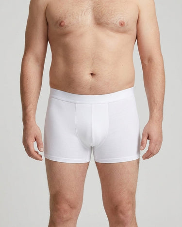 Men's Solid Colour Cotton Boxer Briefs – worn, front view