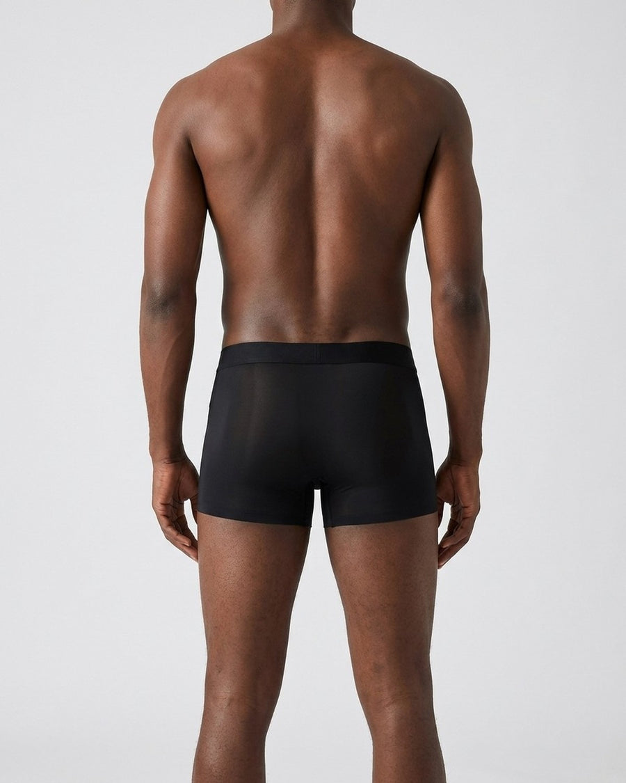 Men's Seamless Thin Silky Microfibre Boxer Briefs – worn, back view
