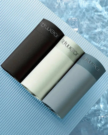 Bóxers sin costuras de tacto suave para hombre – 3 bóxers enrollados: negro, verde menta y gris azulado