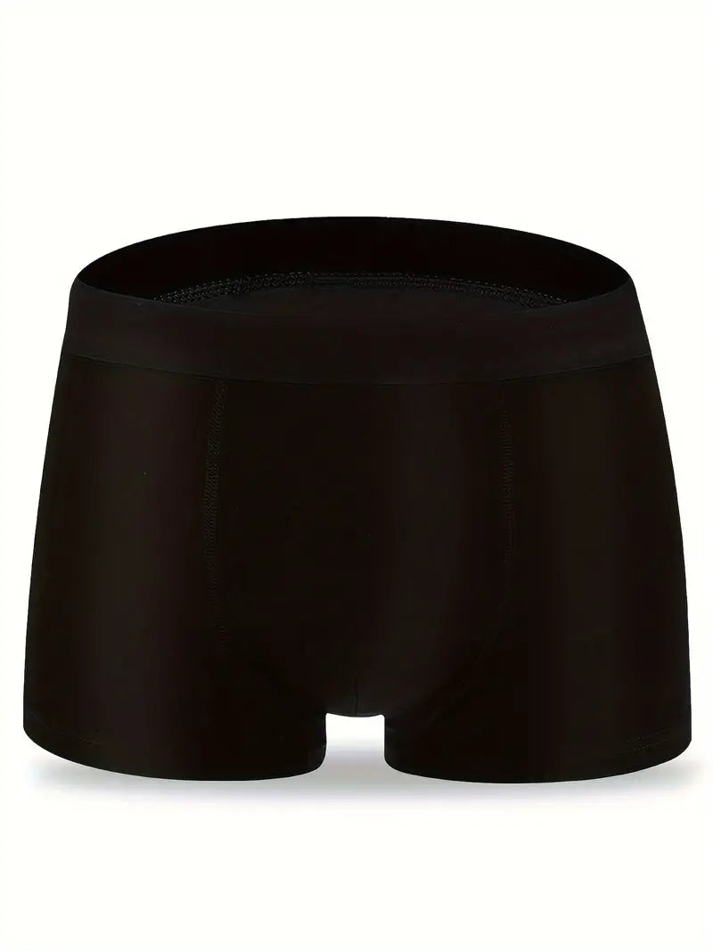 Men's Bamboo Fibre Boxer Briefs with Black Waistband – black boxer, front view