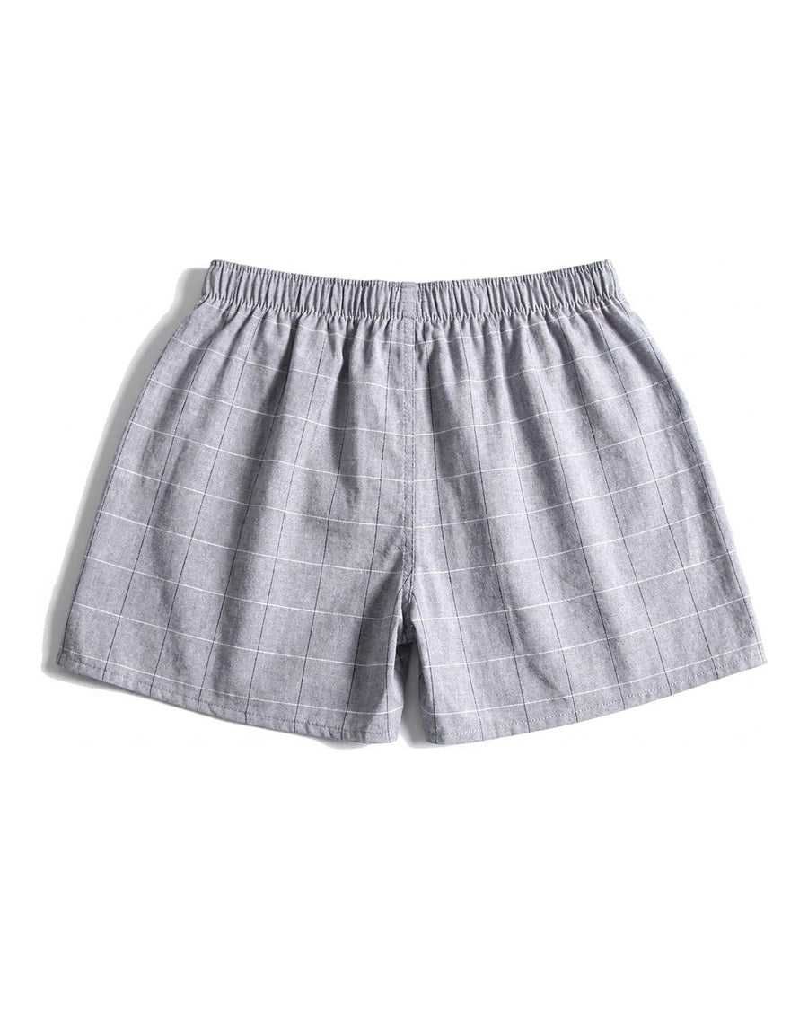 Løse herreboxershorts i bomuld med tern og print – bagside
