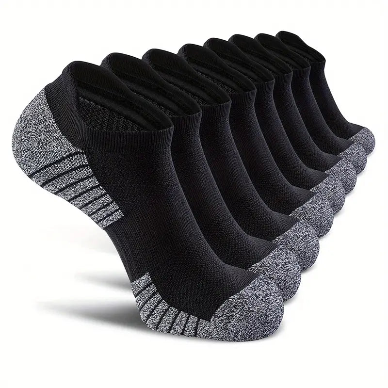Herren Sport-Sneakersocken mit melierter Sohle – 8 schwarze Sneakersocken