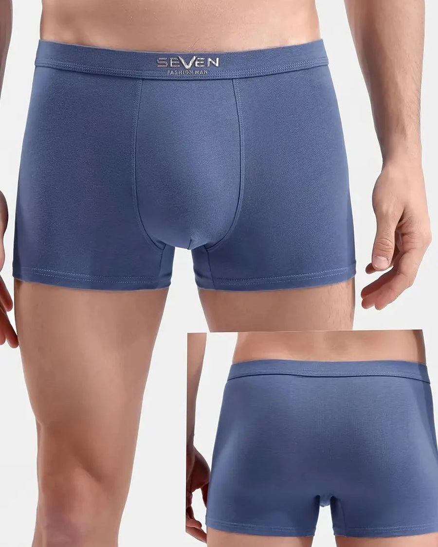 Boxer uomo in cotone tinta unita – indossato, davanti e dietro