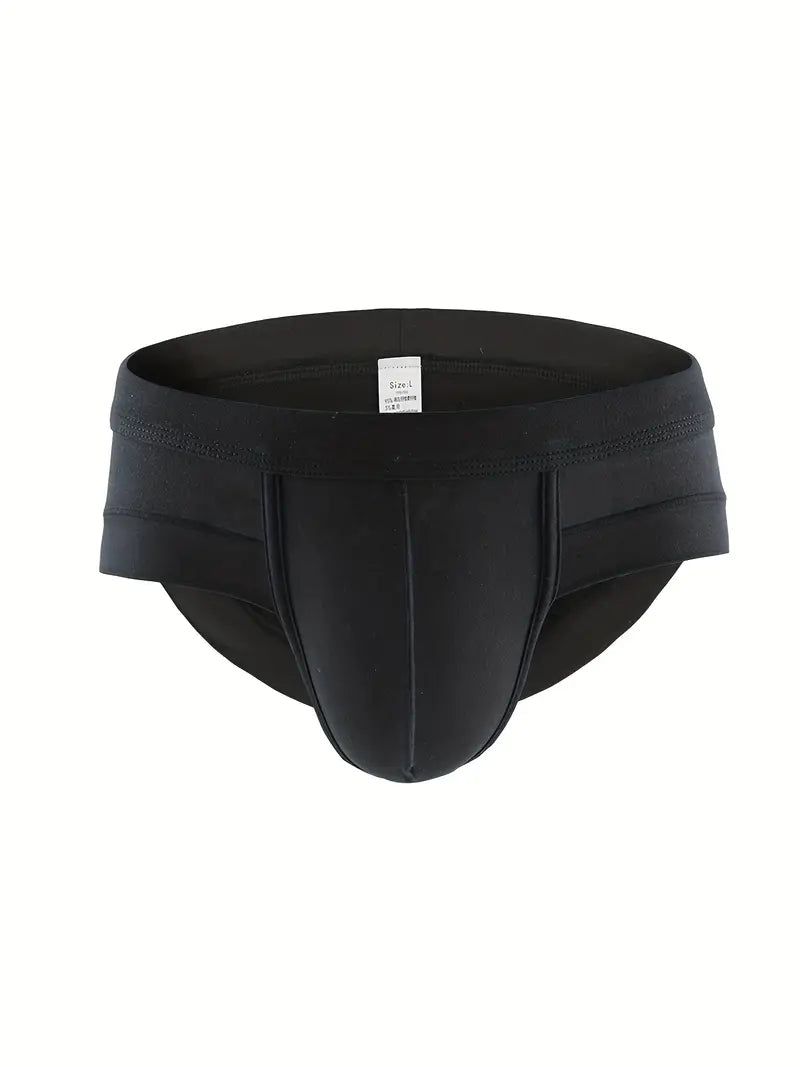 Men's Sports Briefs with U-Pouch – black brief, front