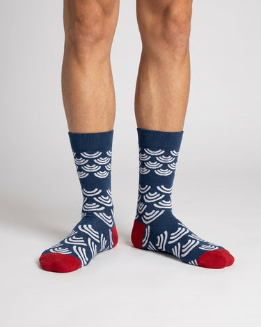 Men's Polka Dot Cotton Patterned Socks – worn, front view
