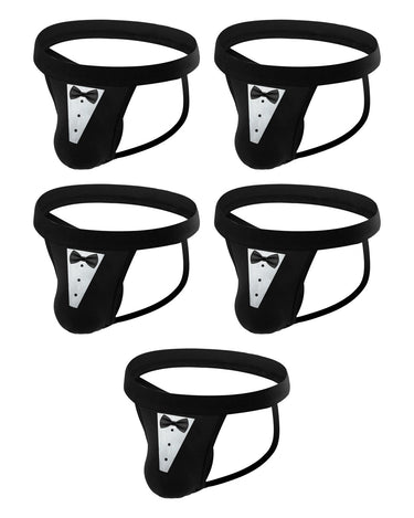 Men's Printed Jockstrap – pack of 5, black with tuxedo print