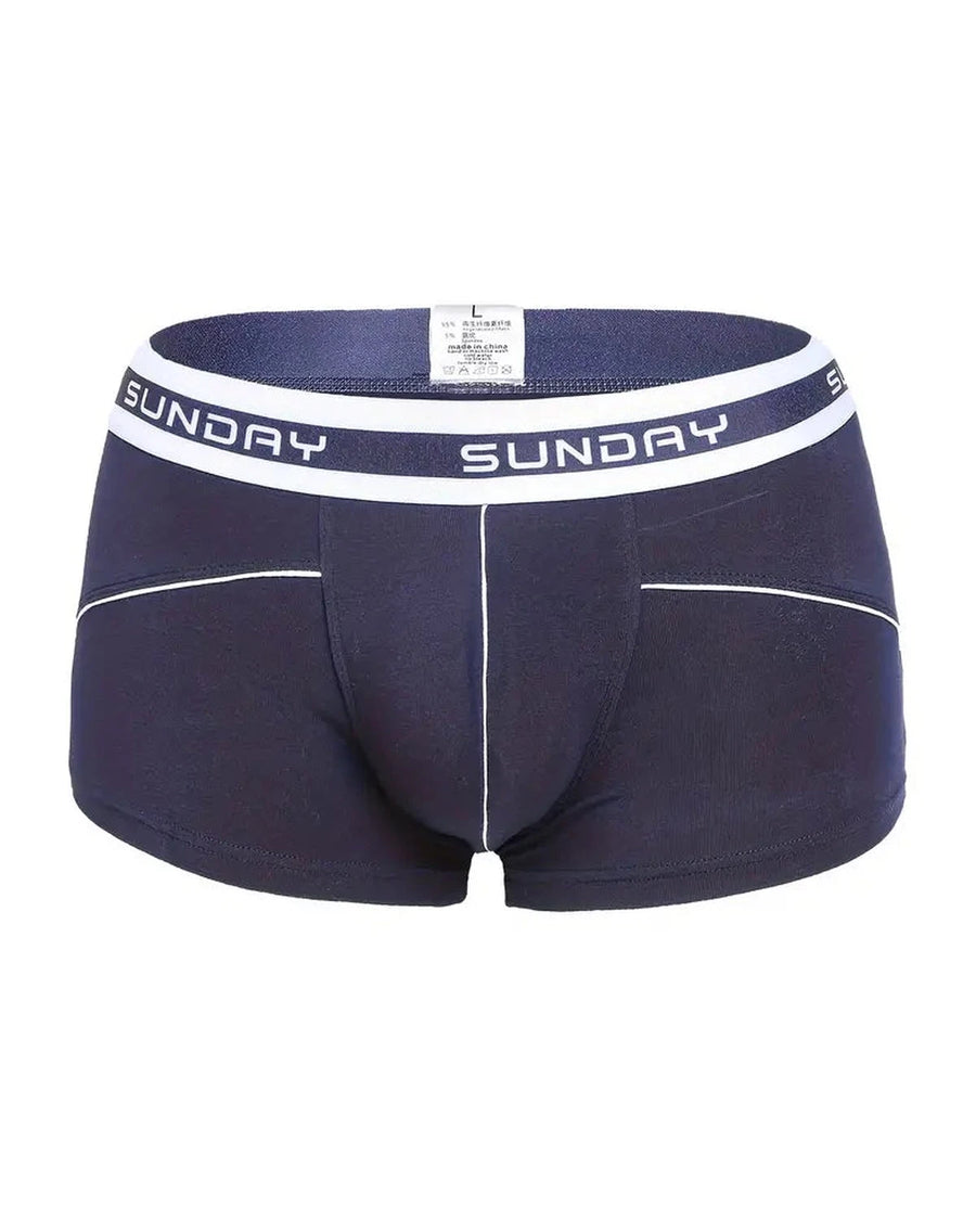 Boxer uomo in fibra di bambù con i giorni della settimana – boxer blu navy, elastico Sunday