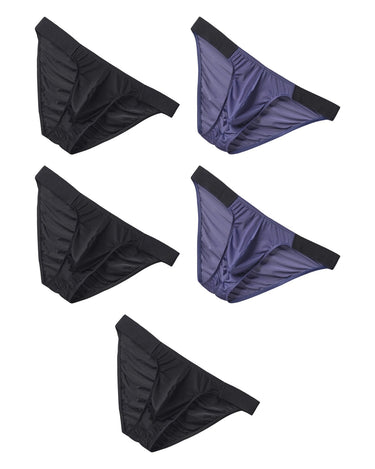 Men's Low-Rise Silky Microfibre Briefs – pack of 5 pieces, 3x black + 2x navy blue