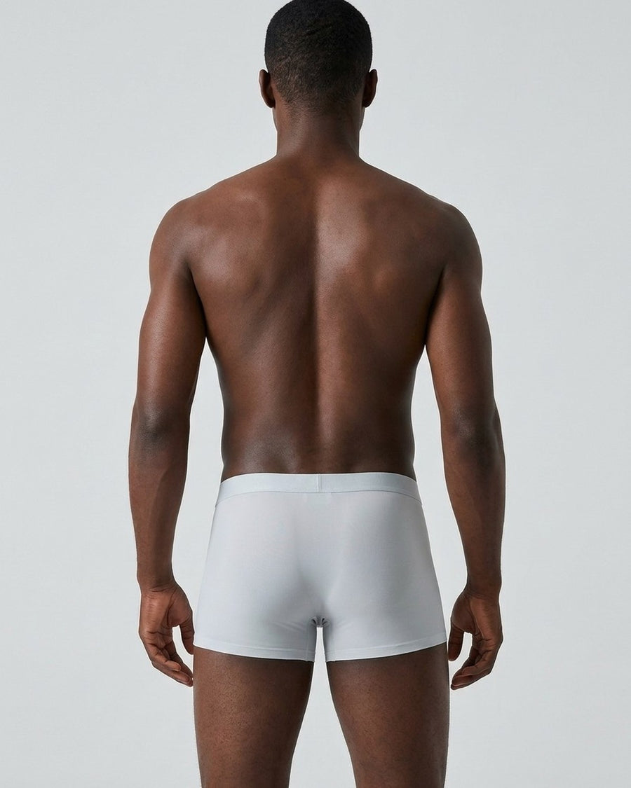 Men's Seamless Silky Microfibre Boxer Briefs – worn, back view