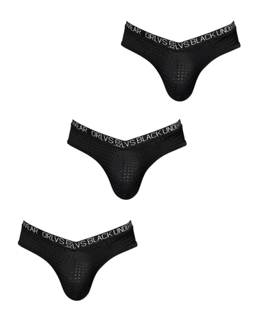 Slip homme échancré en V en maille ajourée – 3 slips échancrés en V noirs