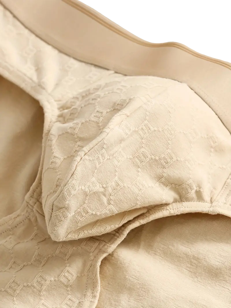 Men's Jacquard Cotton Briefs – beige brief, close-up of the front