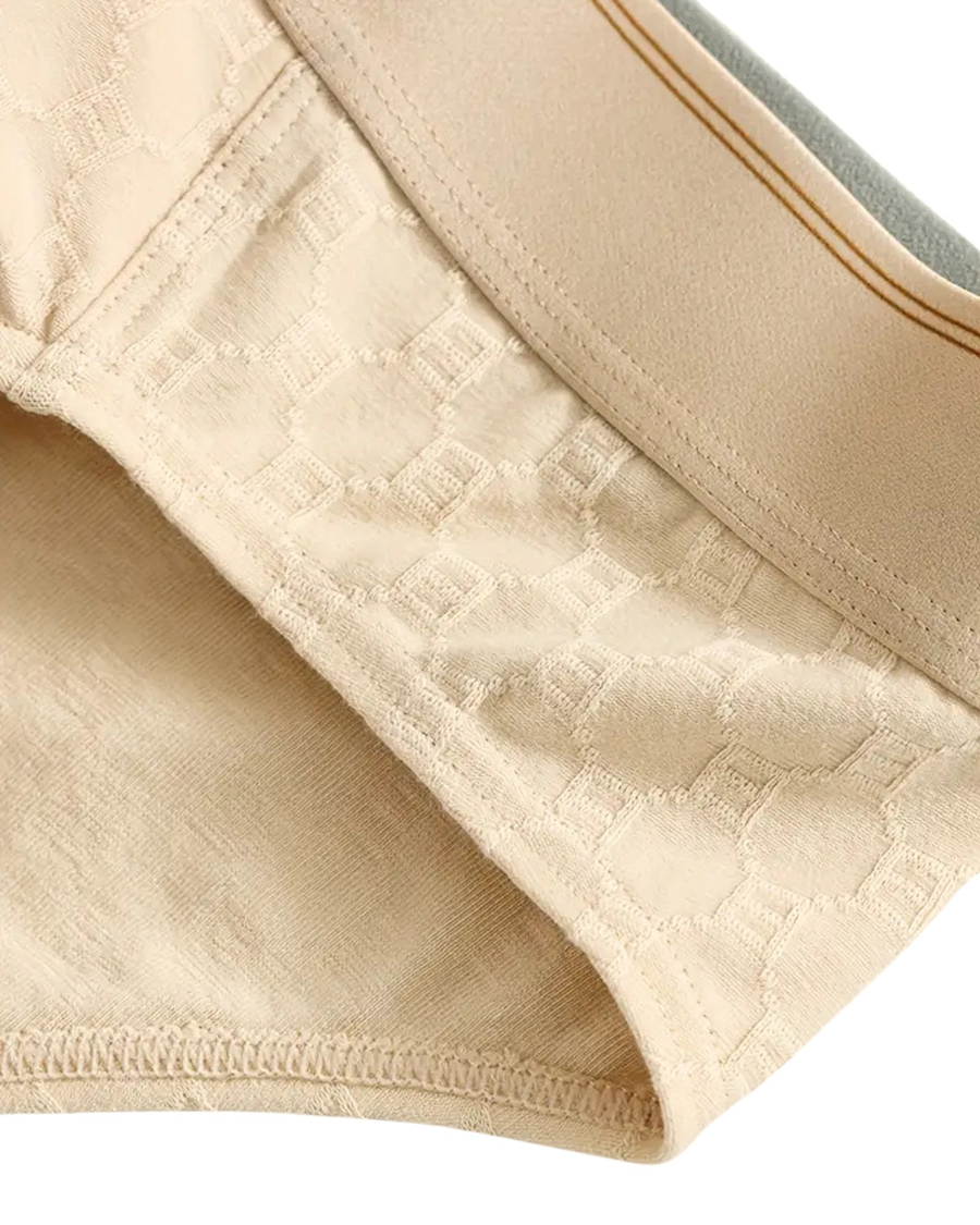 Men's Jacquard Cotton Briefs – close-up of the jacquard fabric and waistband