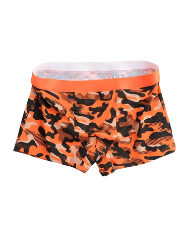 Men's Camo Cotton Boxer Briefs – orange camo boxer, front