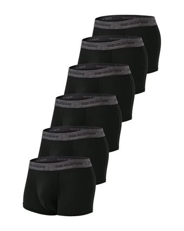 Ensfarvede herreboxershorts med stretch – pakke med 6 sorte