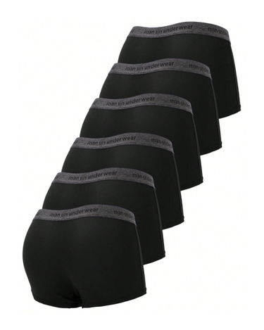 Boxer uomo tinta unita elasticizzati – 6 boxer neri, dietro