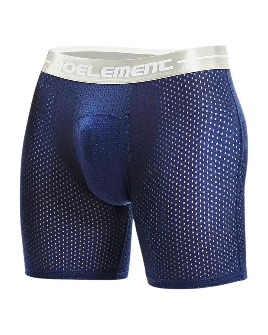 Herren Mesh-Boxershorts mit langem Bein – blaue lange Mesh-Boxershorts, Vorderseite