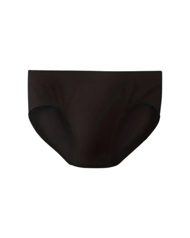 Slip uomo in microfibra effetto seta, sottili – slip nero steso, vista davanti