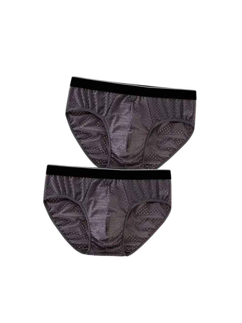 Slips perforados de microfibra efecto seda para hombre – 2 slips grises, vista frontal