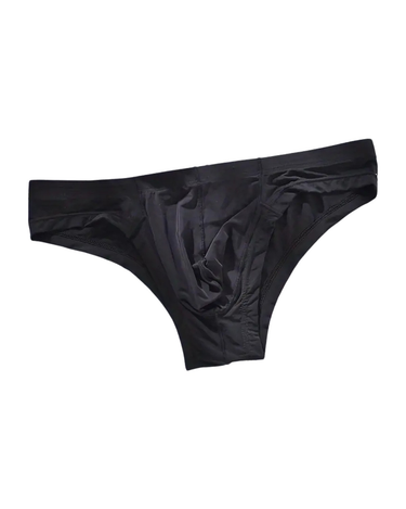 Men's Low-Rise Polyamide Briefs – black low-rise brief, front view