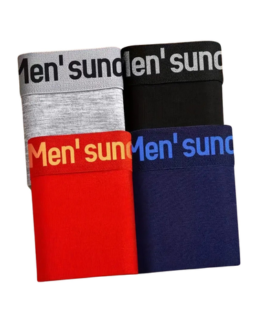 Men's Cotton Boxer Briefs with Lettered Waistband – combination light grey, black, red, blue