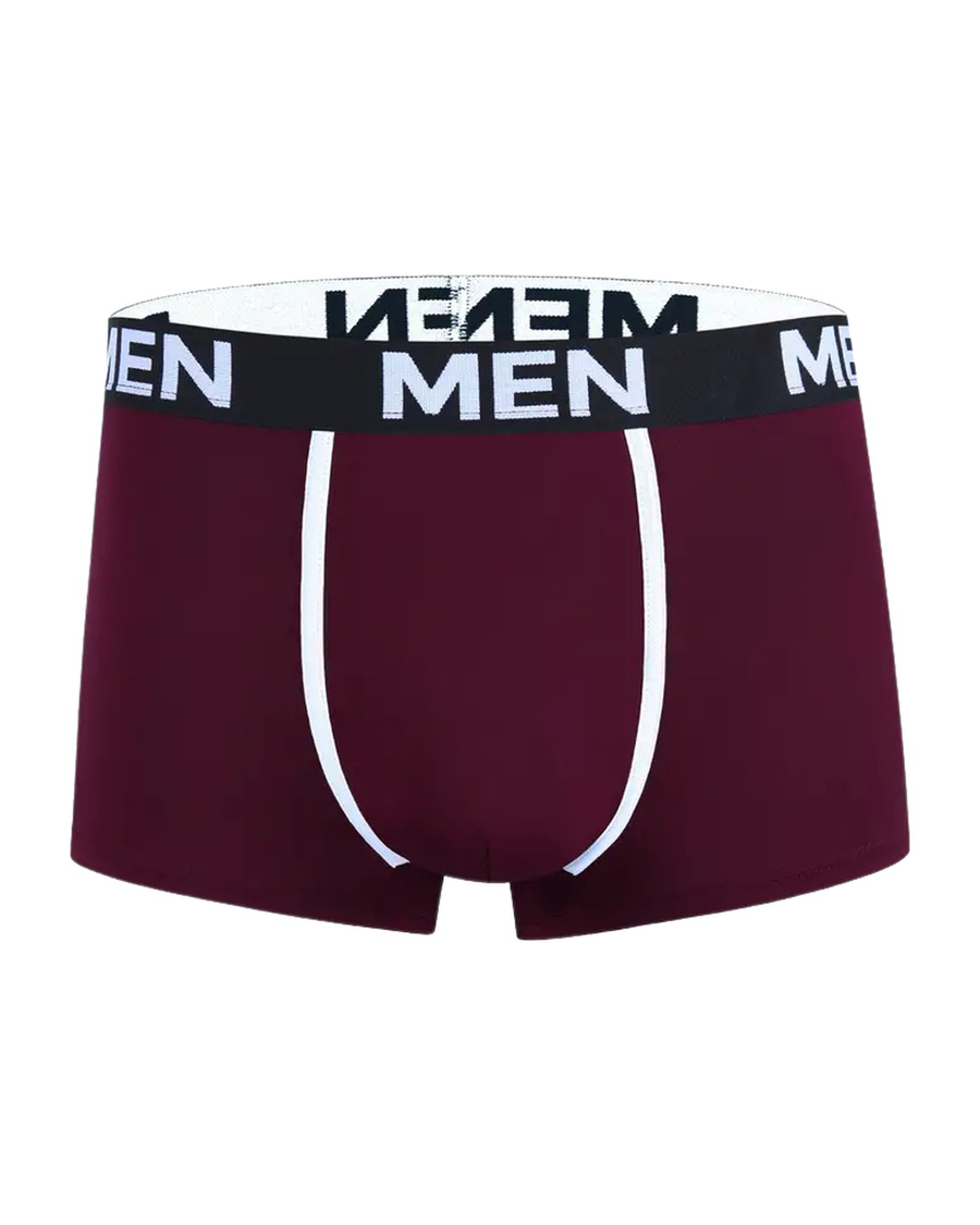 Herren Boxershorts mit Kontrastpaspel – bordeauxrote Boxershorts, Vorderseite