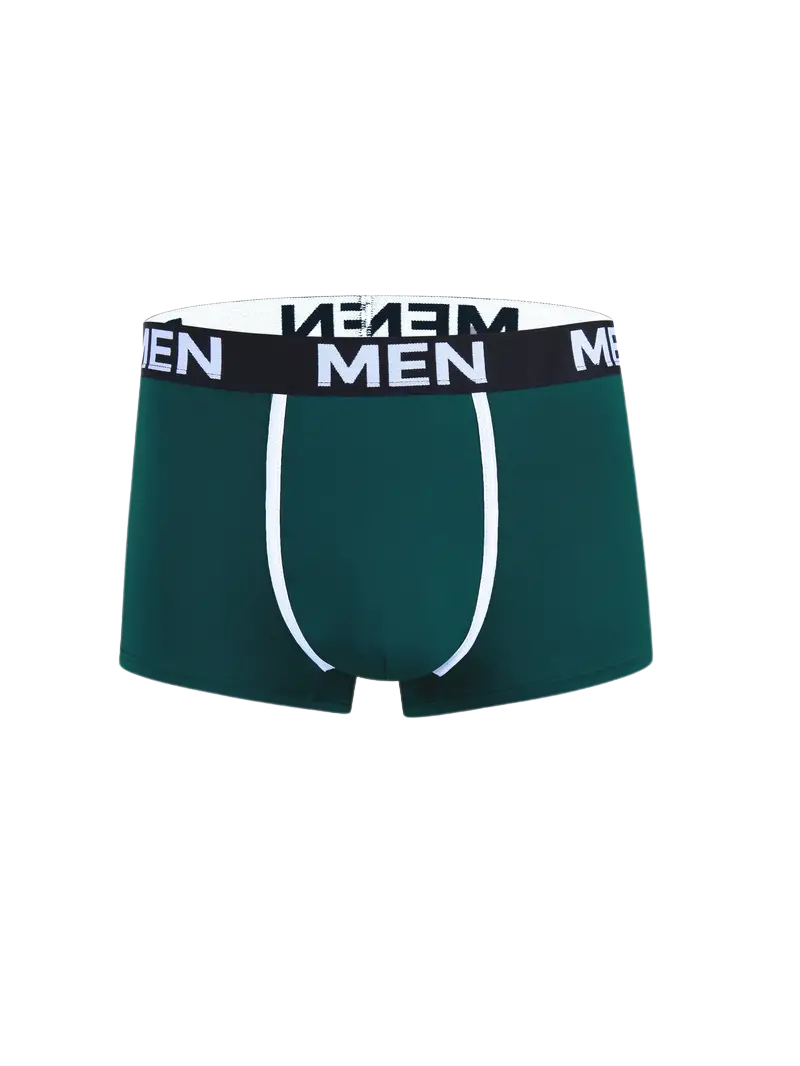Men's Boxer Briefs with Contrast Piping – dark green boxer, front