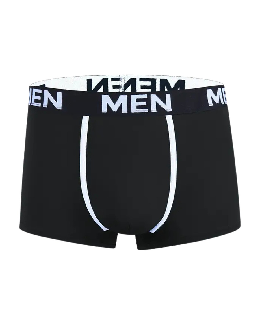 Men's Boxer Briefs with Contrast Piping – black boxer, front
