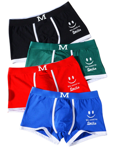 Boxershorts heren met witte rand – de 4 boxers: zwart, groen, rood, blauw