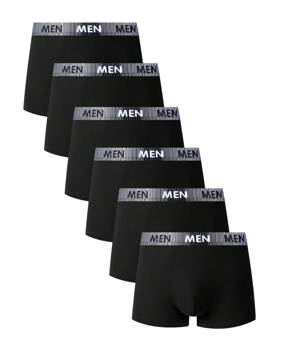 Men's Plain Boxer Briefs with Lettered Waistband – 6 black boxers
