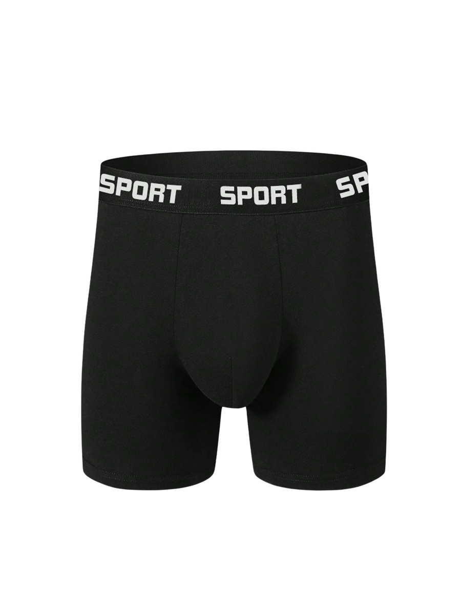 Boxer sportivi uomo neri a gamba lunga – boxer nero, davanti